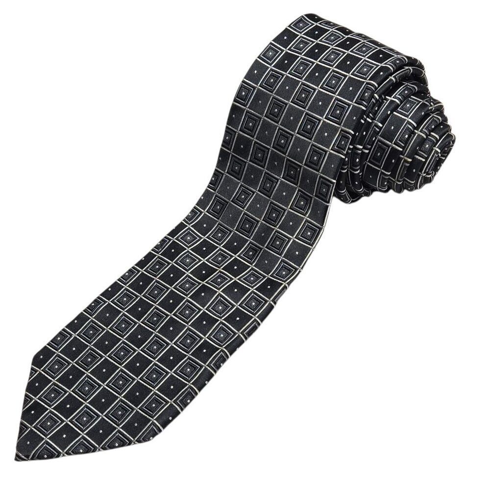 Donald J Trump Necktie Mens Classic Black‎ Geometric Silk Signature Collection